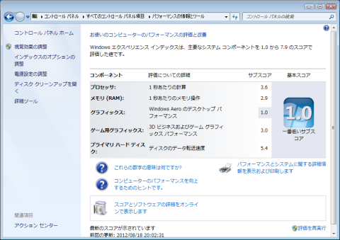 Celeron420とメモリ512MBの構成