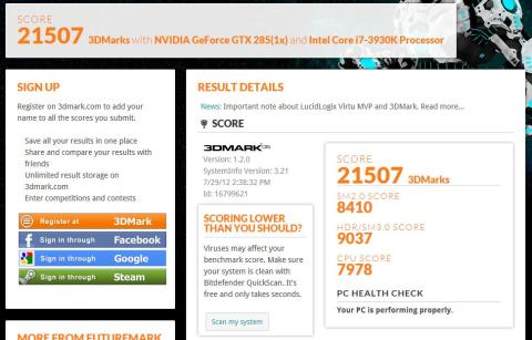 3DMark結果(Core i7 3930K)