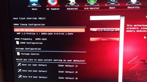 UEFI画面:XMP選択部分