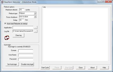 PassMark Rebooter設定