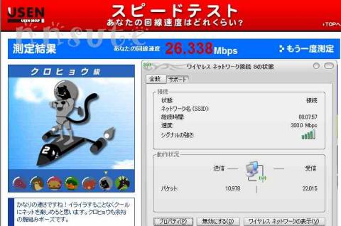 通常アンテナでの速度