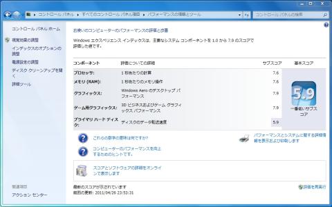windowsエクスペリエンス