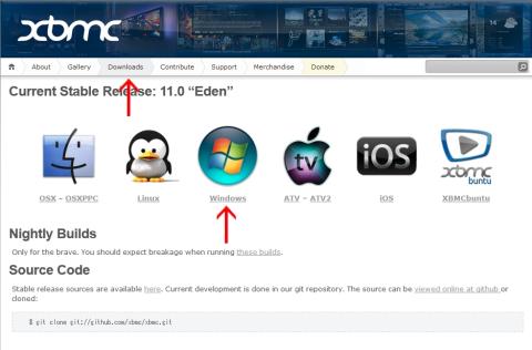 XBMCのダウンロードページ