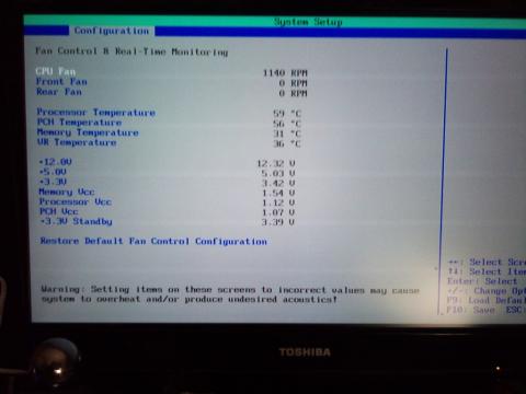 BIOS FANコントロール画面