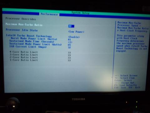 Performance CPU設定画面