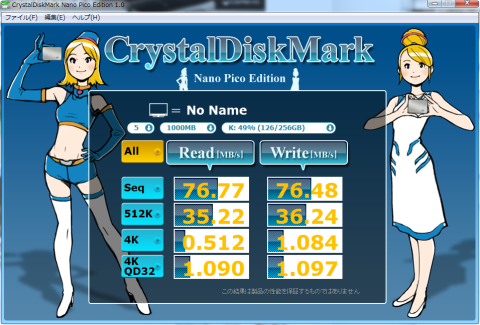 旧起動HDDでのCDM結果
