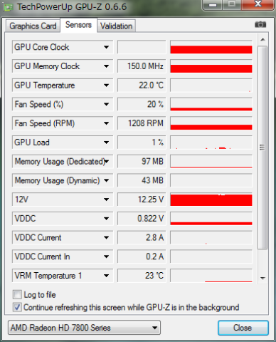 SAPPHIRE HD 7870 アイドル時