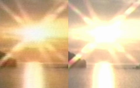 図1 水平線(右:アナログ、左:デジタル)