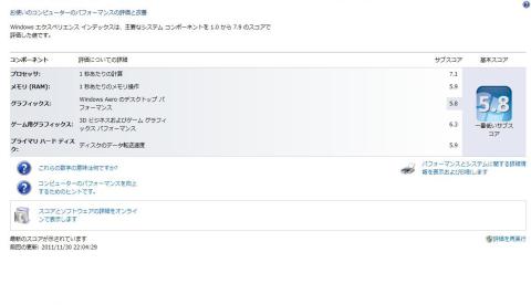 Windowsエクスペリエンス・インデックス