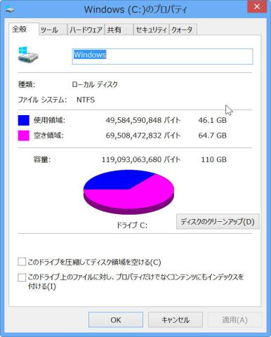 SurFace 128GB残り容量
